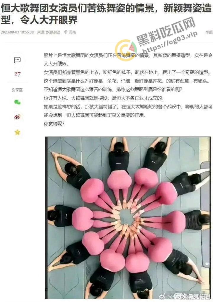 恒大歌舞团里的舞者除了专供恒大高层使用,还要拿出去进行高级公关,【白珊珊】的辩解苍白无力