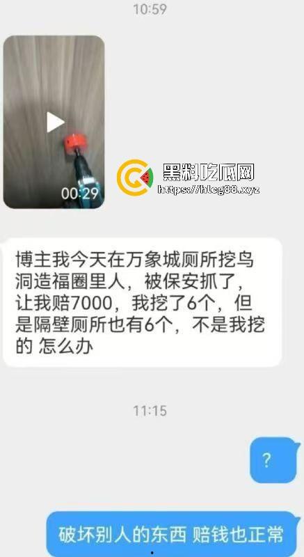 宁波万象城鸟洞事件，群友挖洞被抓，赔7000补窟窿，原来厕所鸟洞是他妈的专业户挖的！